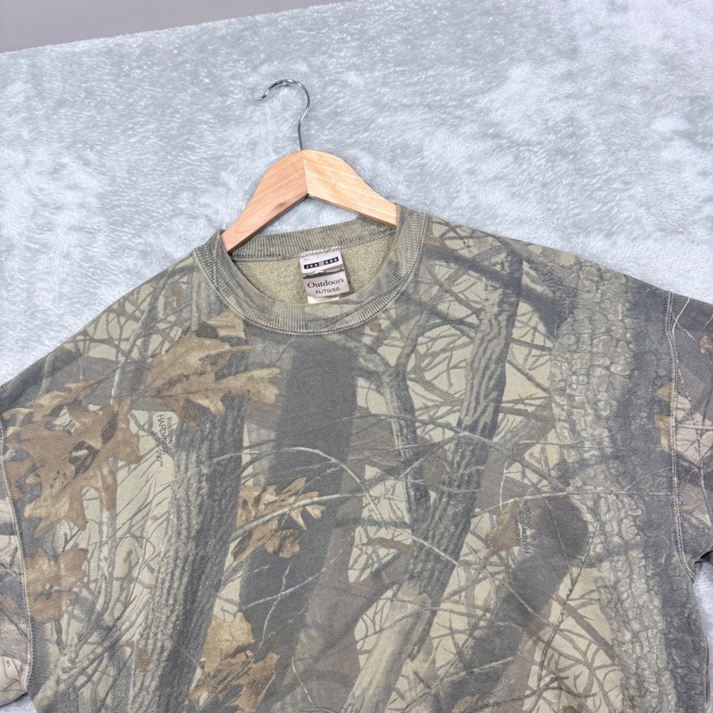 Jerzees Sweatshirt Mens XL Green Realtree Hardwoods Camo Crewneck Vintage USA